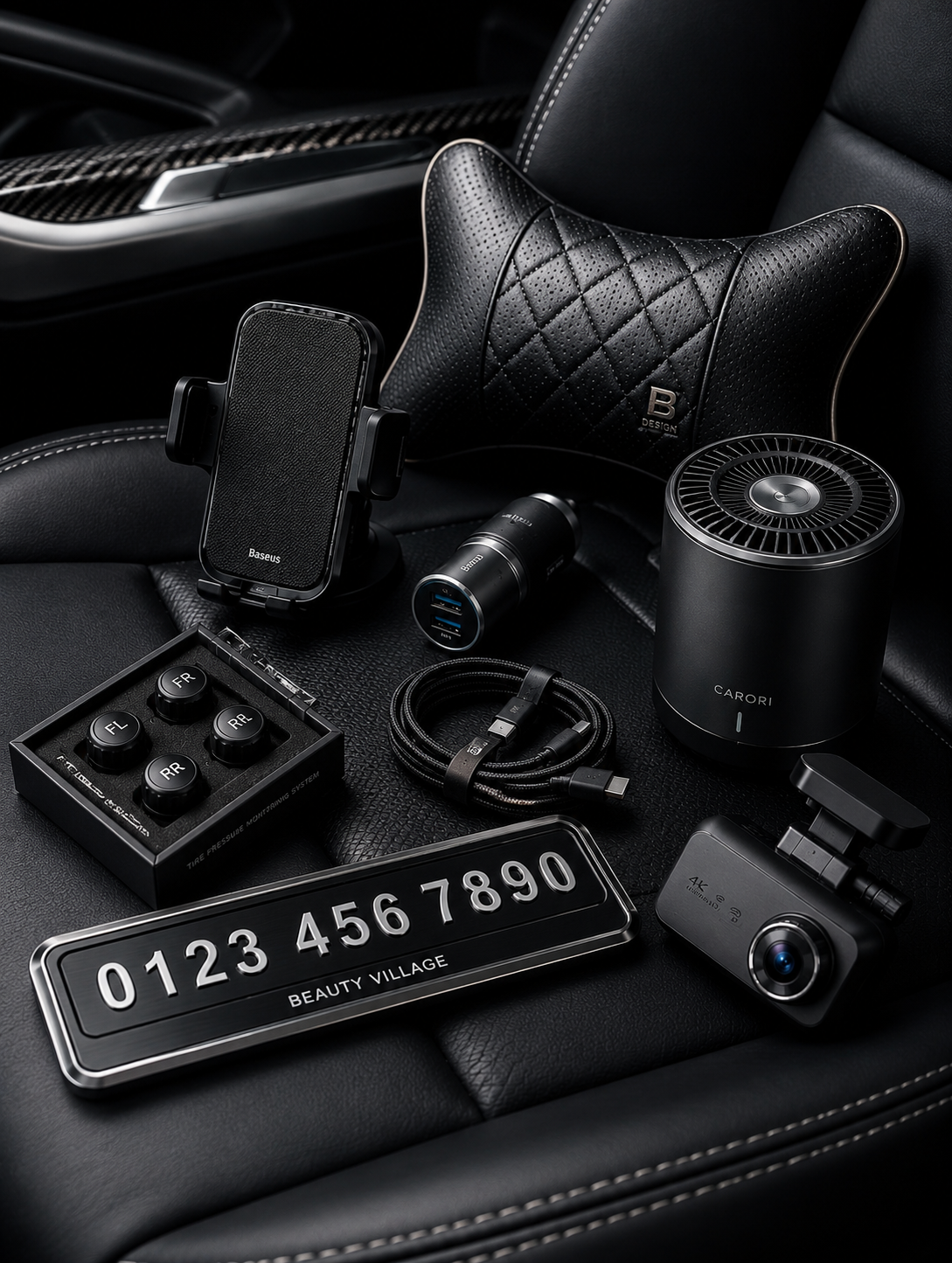 Close-up of modern luxury car interior detail